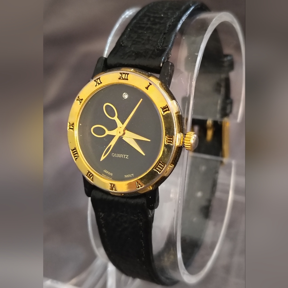 Adorable Vintage Watch w/ Scissor Hands & Sewing Needle Seconds Hand! New Batt